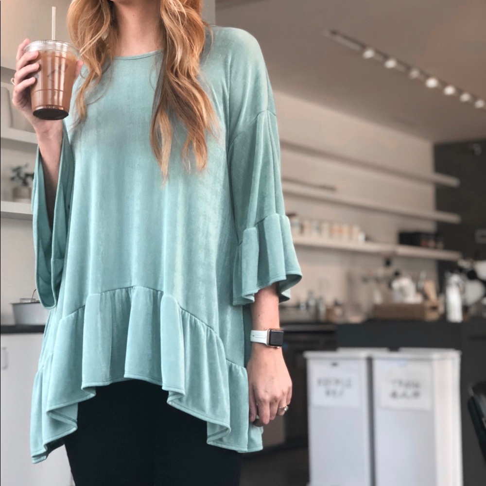 NWT 🆕 Light Blue Ruffle Top